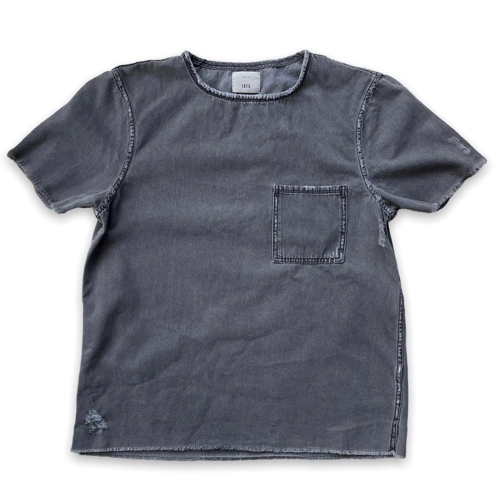 Zara Men's Washed Charcoal Gray Pocket Tee